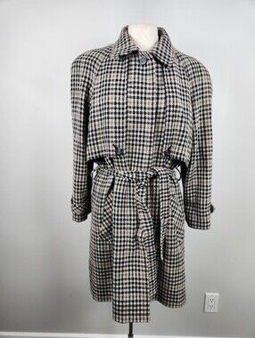 VTG Hourihan Tweed Irish Pure New Wool Tartan Coat *FLAW Sherlock Holmes Preppy